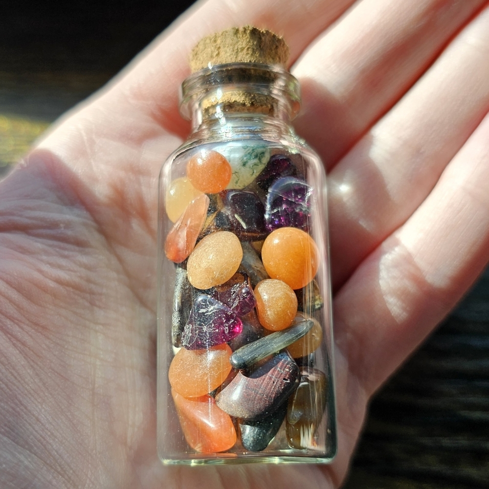 Crystal Chip Bottle Orange, Red, & Blue Gemstones - Picture 4 of 5